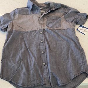 Blue and gray short sleeve button down